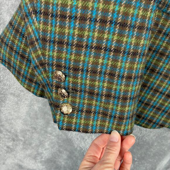 Talbots Plus Jacket 18W Green Plaid Wool Blend Gold Button Holiday Old Money - Picture 3 of 14